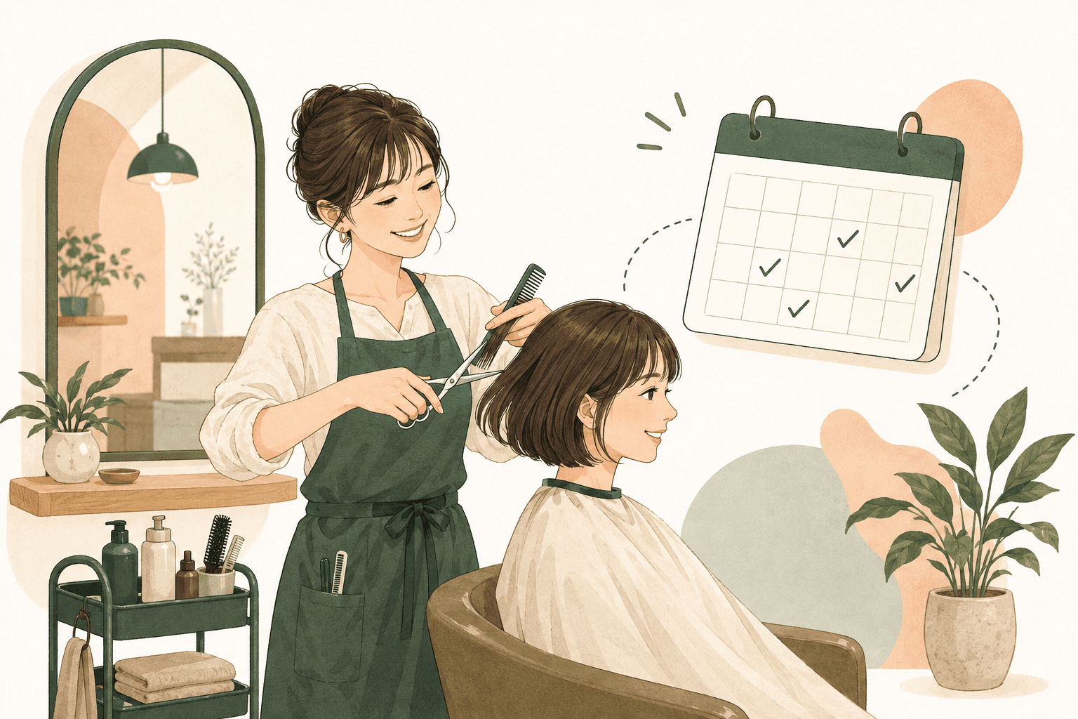 予約管理を任せて、お客様のヘアカットに集中する美容師